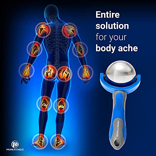 PRIME Fitness Cold Massage Roller Ball | Cold Therapy | Ice Roller Ball with Handle | cryo Stick | Relieve Muscle Pain (Blue) - color: Blue