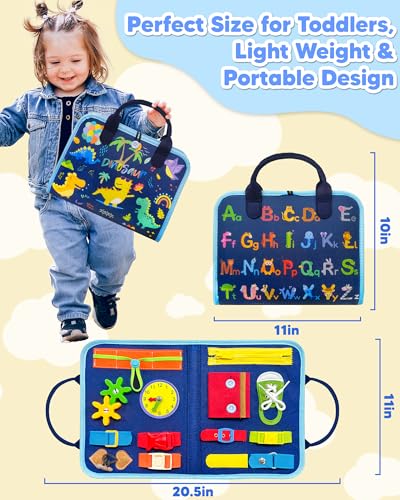 Exorany Busy Board Montessori Toys for Toddler Boy Birthday Gift Busy Book - style: Blue/P8
