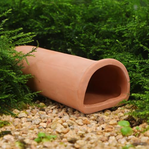 2pcs Aquarium Plecos Cave, Clay Fish Spawning Cave Fish Tank Ornaments for Shrimp Shelter Breeding Tube Hiding Rest and Play