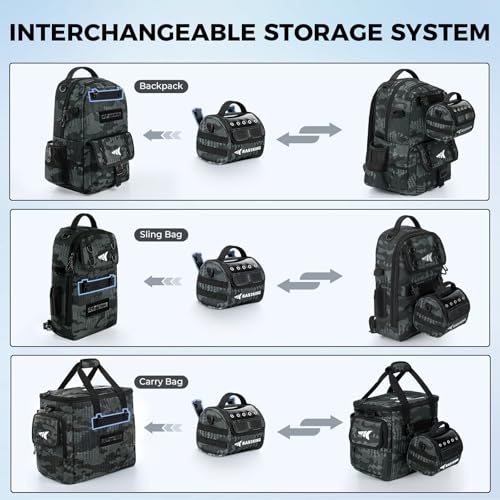 KastKing BaitSpace Line Bag Water Resistant Tackle Bag, Organize Spools | Fishing Line Storage Bag with Water Resistant Nylon, Removable Divider, BaitSpace Line Management Bag - color: A: Black Camo-Medium