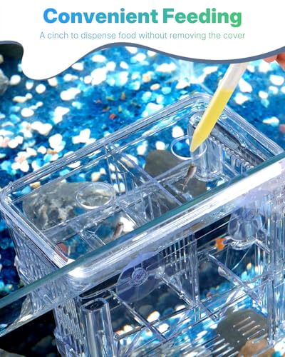 Pawfly Aquarium Breeding Box - Transparent Plastic Fry Hatchery Incubator for Baby Fish, Shrimp, Betta, Clownfish