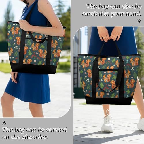 SWEET TANG Cooler Bag, Floral Squirrels Reusable & Leak Proof Food Grocery Bag, Portable Travel Cooler - color: Pattern 99