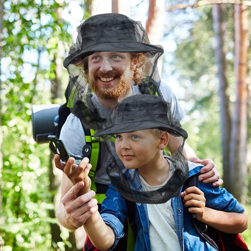 South to East Mosquito Head Net for Insects 2 Pack, Fly & Bug Protection | Outdoor Essential Gear for Camping, Hiking, Fishing, Gardening, Fit All Men & Women Hats - color: Black