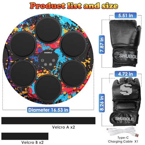 Music Boxing Machine with Gloves - Wall Mounted Punching Trainer for Adults & Kids, 9-Speed Punch Game, Wall Boxing Punching pad, 2025 Upgrade Gifts for Boys Age 6+ - style: Graffiti