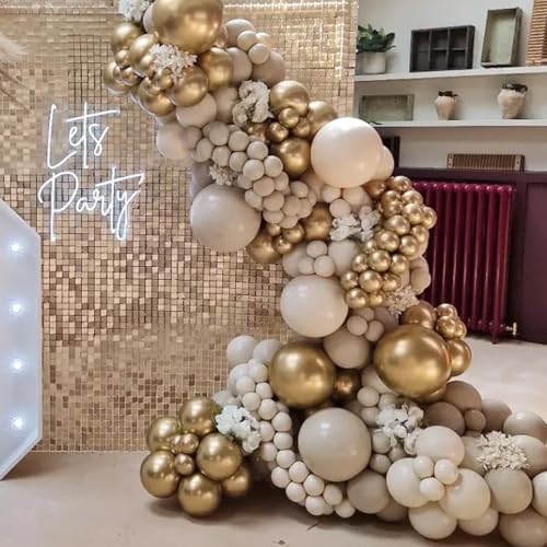 Voircoloria 130pcs White Sand Balloons Garland Arch Kit, 18 12 10 5 Inch - color: 01 Sand White, size: 5/10/12/18 inch - 130pcs