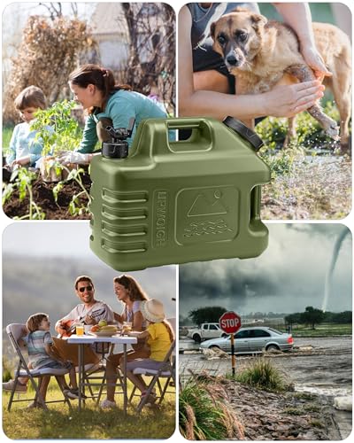 UPWOIGH 3.5 Gal Camping Water Jug with Spigot, Military Green, 1 Pack | BPA-Free HDPE, Dual Cap Openings, Built-In Handles, Leak-Resistant Design, Portable Storage for Travel and Emergencies - color: Military Green