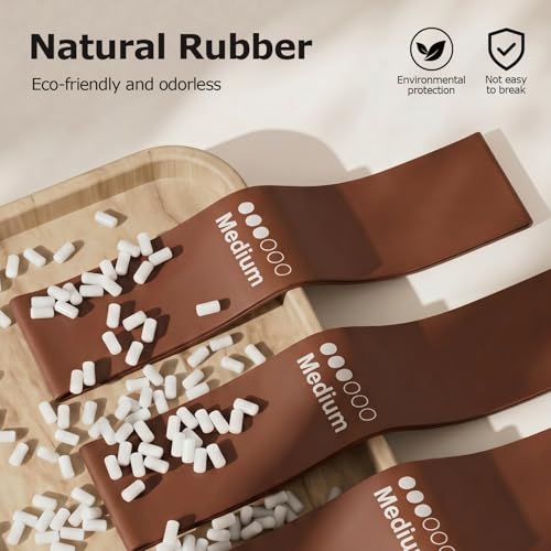 6-Pack Premium Natural Rubber Thickened Workout Resistance Bands Set for Home Gym & Physical Therapy, Anti-Snap Durable Exercise Bands for Full Body Strength Training, Legs, Glutes, Multi-Level - color: Medium-6 Set-Coffee brown