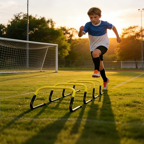 Agility Ladder, Soccer Football Training Equipment Set - 20ft Speed Ladder, 4 Hurdles,Parachute, 12 Cones & Jump Rope | Agility & Speed Training for Kids Youth Adults,Basketball & Football Accessories - color: Yellow