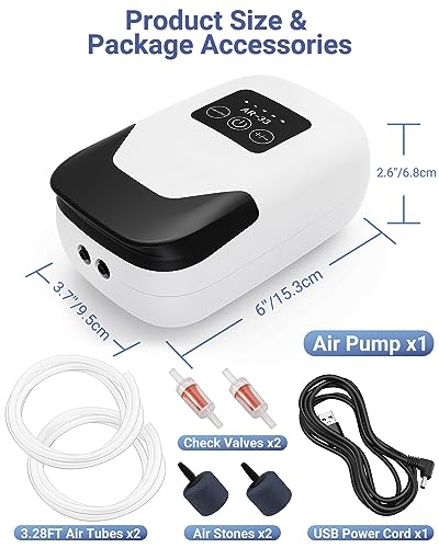 MoonOrange Aquarium Air Pump, Rechargeable Portable Oxygen Pump with Single/Dual Outlets, Quiet Aerator for Fish Tank up to 30/70 Gallon, Outdoor Fishing, Fish Transport and Power Cut. - style: 3.5W/AR-33