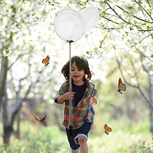 RESTCLOUD Insect and Butterfly Net with 12" Ring, 24" Net Depth, Handle Extends to 59 Inches - size: 12" Ring, 59" Handle