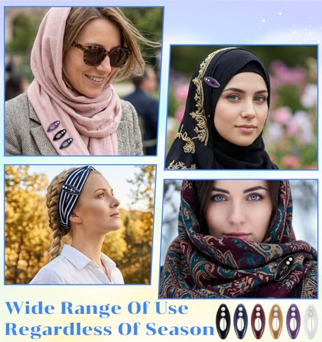 12 Pcs Hijab Pins for Women, Non-Slip Rustproof Colorful Plastic Scarf Clips, Muslim Women Hijab Pins Accessories for Hijabs, Shawls & Pashminas