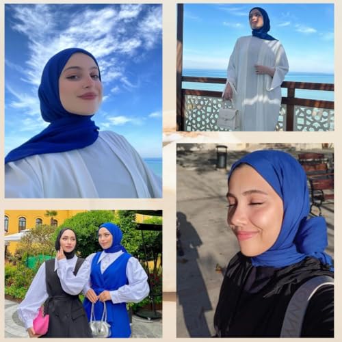 Soft Hijab Scarf for Muslim Women, 71" Long Head Wrap Shawl - color: Royal Blue