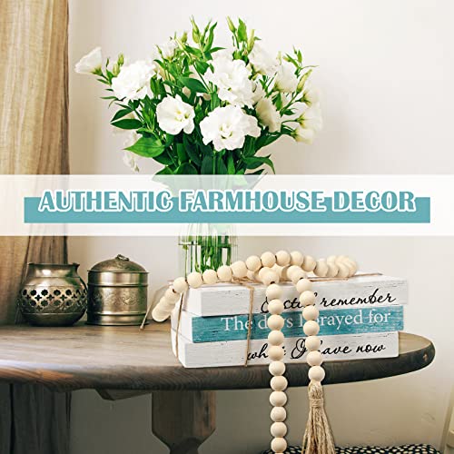 Jetec 3 Pcs Decorative Display Books Hardcover White Home Decor Coffee Table Faux Farmhouse Stacked Fake Decorative Books with Wood Bead Tassels for Shelves Kitchen, 58 Inch, I Still Remember - style: I Still Remember