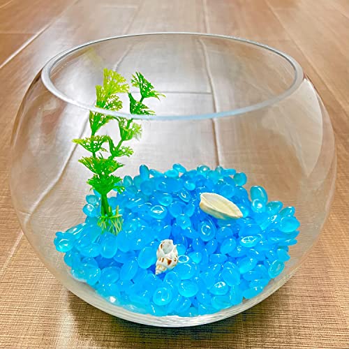 SEETOOOGAMES Glow in Dark Rocks - Glow Pebbles Stones for Outdoor Garden, Aquarium, Walkway, Yard Accessories, Turtle Fish Tank Gravel, Landscaping Decorations - 500 Blue