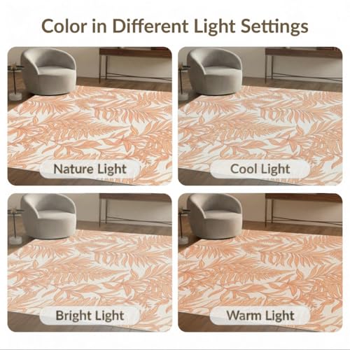 4'x6' Washable Bohemian Leaf Accent Rug, Peach Non-Shedding Small Carpet Pet Friendly & Non-Slip for Playroom, Bedroom, Reading Nook | Ref:1991830 - color: Beige/Pattern 23, size: 4' x 6' (Rectangular)