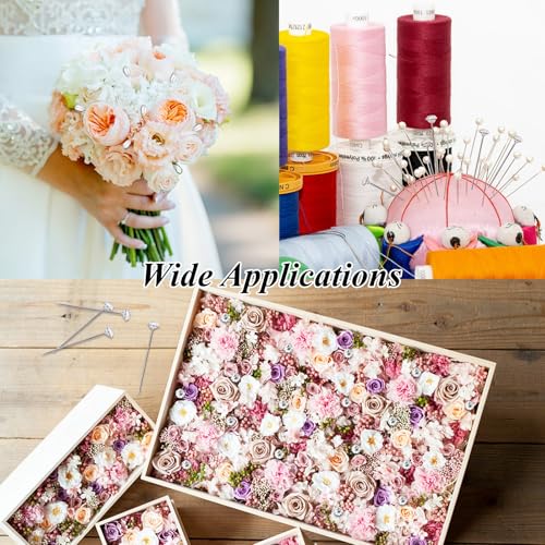 300 Pieces Bouquet Corsage Floral Pins 3 Styles Straight Boutonniere Pearl Diamond Pins Decoration for Flower, DIY Crafts, Sewing, and Wedding Bridal Accessories