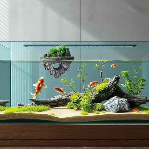 Floating Aquarium Décor, Fish Tank Decorations, Natural Rock Design with Mini Caves, Fun Resting Spot for Betta, Guppies, Goldfish and Small Pets