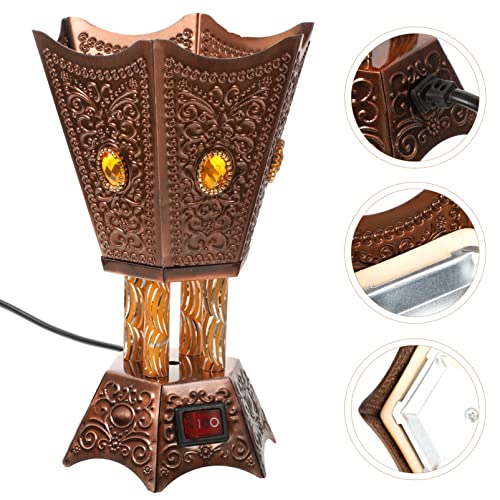 Bakhoor Electric Incense Burner Middle Eastern Style Tabletop Electric Censer Censer Metal Incense Burner for Home Office Yoga Spa Decor Copper (US Plug)