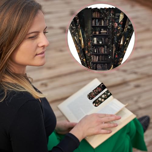 Wxiben Dark Academia Magnetic Bookmark - 30 Pcs Gothic Flower Book Mark Magnets Retro Aesthetic Bookmarks Magnetic Skull Plants Dragonfly Book Markers Page Clip for Women Students Teacher Reading Gift - style: Dark Academia