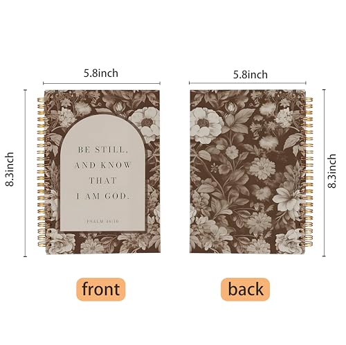 Brown Floral Christian Notebook Journal, Be Still and Know That I Am God Bible Verse Notebook, Christian Gifts for Women, Religious Scripture Spiral Journal 5.5x8.3 Inch - color: 29-Christian-notebook
