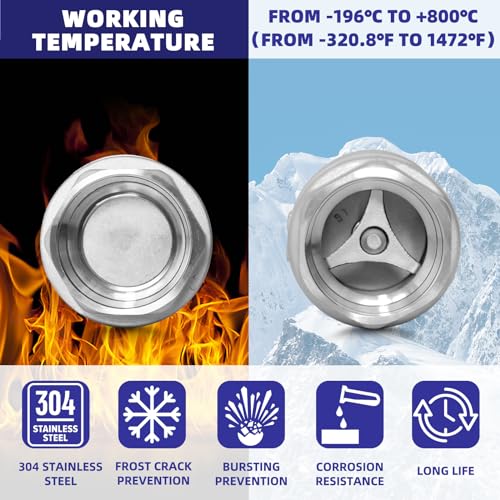 4" NPT Vertical Spring Check Valve, Stainless Female Thread, 1000WOG, DN100 | Non-Return Heavy-Duty Lift Spring Design, Prevent Backflow, Protects Pumps, Quick Shutoff, for Vertical Piping, Water Oil Gas - size: 4"-NPT
