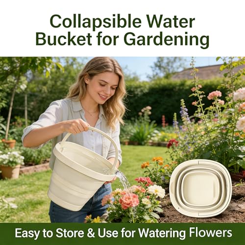 Collapsible Bucket, 2.6 Gallon (10L) Portable Water Pail, Foldable Design with Handle, for Garden, Car Wash, Camping - color: B001-complected