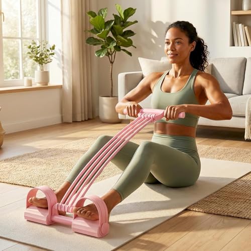 Upgrade 8 Tubes Pedal Resistance Bands with Handles, Multifunction Tension Rope Exercise Bands, Home Gym Elastic Yoga Pedal Puller Stretch Bands for Full Body Workout, Yoga, Waist, Arm, Leg - color: Pink-#1