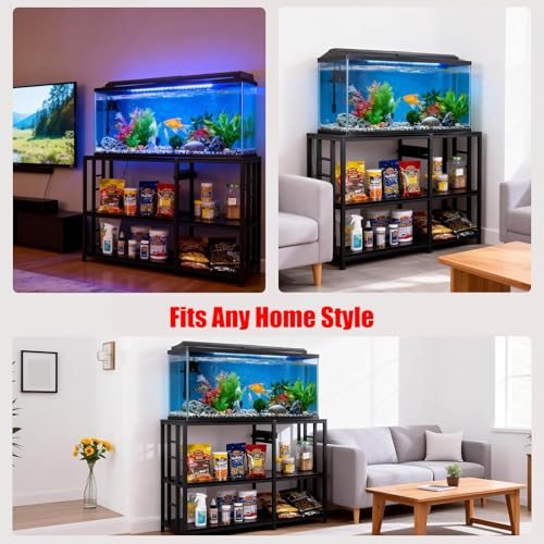 GCCSJ 36" Adjustable Black Aquarium Stand for 40-50 Gallon Fish Tanks | with Outlets, 750lb Capacity Furniture Cabinet, Quick 30-Min Assembly