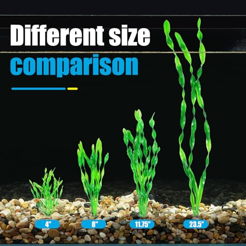 AQUANEAT Fish Tank Artificial Plants, Aquarium Plastic Seaweed Decorations, 8Inch Tall Fake Green Accessories, 10 Packs - size: 8inch