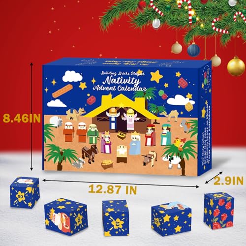 Nativity Advent Calendar 2026 Kids – 24 Days Building Blocks Kits Countdown Calendar Set, Stocking Stuffer Holiday Building Toys for Boys, Girls, Teens & Adults Ages 6+
