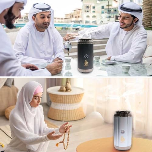 Bakhoor BoSidin Stylish Portable Incense Burner | USB Rechargeable Oud burner for Home Office and Car (X022-Silver)