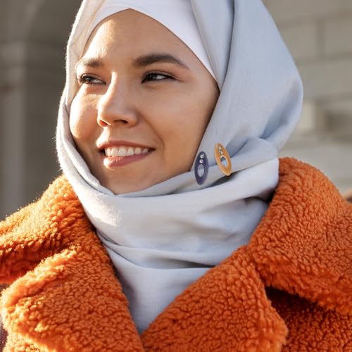 12pcs Plastic Hijab Pins with Rhinestone Brooches, Safety Scarf Clips and Sweater Clasps for Women, Multi-color Plastic Cover Scarf Holder Pins Suitable for Headscarves, Cardigans,