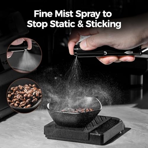 IKAPE Plastic Coffee Bean Dosing Cup and Spray Bottle Kit for Espresso, Coffee Bar Accessories for Reducing Coffee Power Static, Dosing Tray for Coffee or Tea, Sugar(Black)