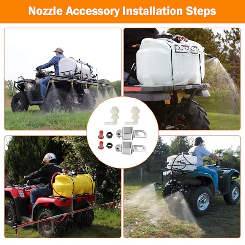Spray Boom Repair Kit Include 3/8" Polypropylene Elbow Nozzle Body 11/16" MPS x 3/8" HB, Retaining Nuts and Caps 11/16" FPSand 50 Mesh Tip Screens Nozzle Strainers,Boom Clamps 1" Square-2 PCS