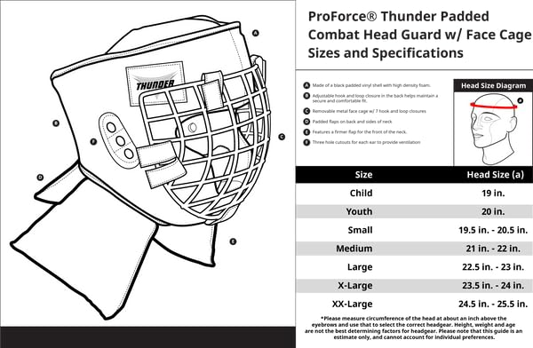 ProForce Thunder Padded Combat Head Guard with Face Cage