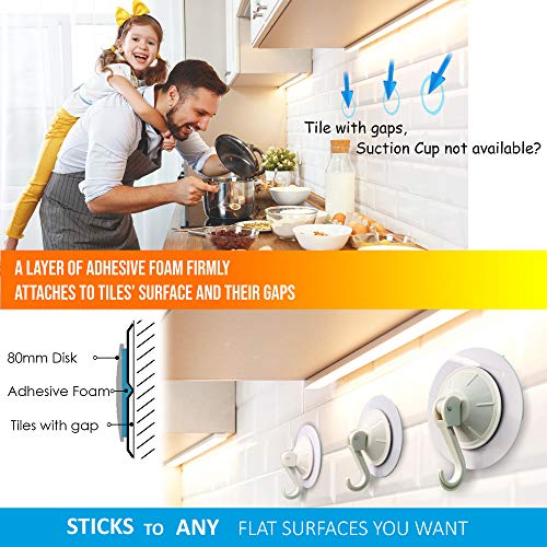 80mm Adhesive disc for Suction Cups with adhesive - for Suction Shower Holder, Suction Mirror, Suction Hook, Car Dashboard, Bathroom & Kitchen, 3.15" Wide Diameter 2 Pcs (White)
