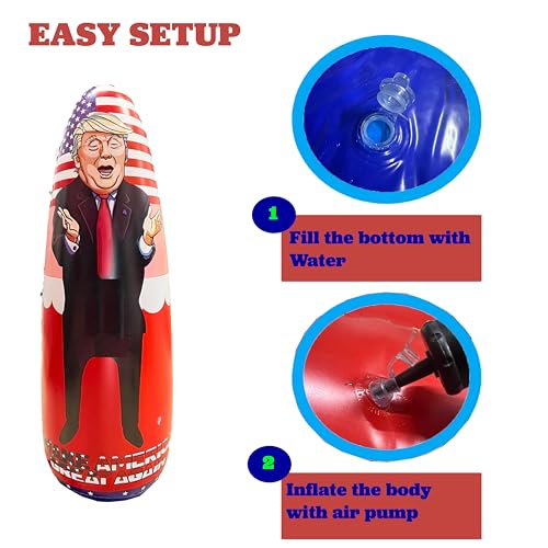 President Donald Trump Inflatable Punching Bag-2 Sided Tumbler Balloon-Indoor and Outdoor Fun-Poolside and Yard Decoration