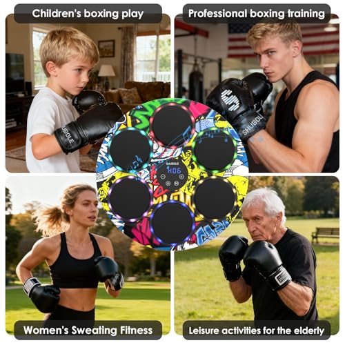 Music Boxing Machine with Gloves - Wall Mounted Punching Trainer for Adults & Kids, 9-Speed Punch Game, Wall Boxing Punching pad, 2025 Upgrade Gifts for Boys Age 6+ - style: Hip-Hop