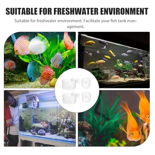 HEMOTON 4pcs Acrylic Fish Feeding Cups with Suction Cup Set, Aquarium Feeder Bowls for Red Worms and Shrimp, Sturdy Fish Tank Food Containers for Aquarium Accessories