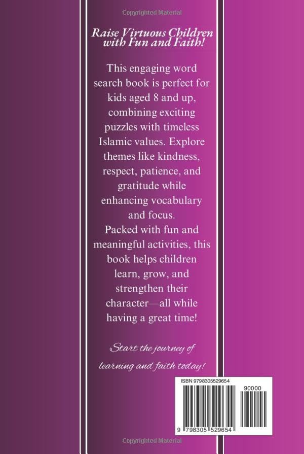 Islamic Parenting Word Search Puzzle Book for Kids Ages 8+: Fun and Educational Activities to Teach Virtues and Values | 50+ Challenging Word Search Puzzles for Kids, Teens, and Families