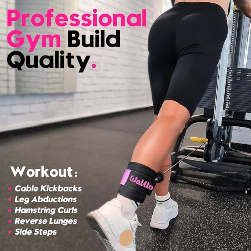 WALITO Ankle Resistance Bands with Cuffs, Exercise Bands for Legs and Butt, Booty Workout Equipment for Kickbacks and Hip Fitness Training - color: Black pink