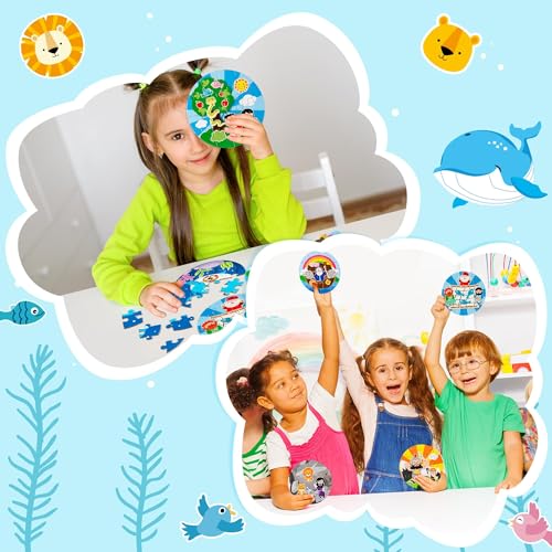 Haooryx Bible Story Jigsaw Puzzles - 12 Pcs Noah's Ark & Jonah and The Whale Cute Religious Cartoon Bible Story Challenging Jigsaw Puzzle for Kids Learning Educational Toys Family Activity Game Nights - style: Bible Story