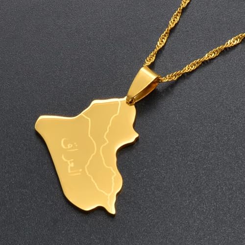 Iraq Map Flag Pendant Necklace for Women and Men – Stainless Steel Allah Name Iraq Map Pendant Necklaces - Meaningful Iraq Jewelry Gift - color: Silver 2
