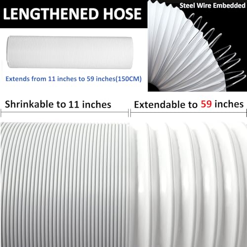 FUBININA Portable Air Conditioner Hose with Coupler AC Hose with 5.9" Diameter Vent Hose Connector Anti-Clockwise Thread AC Exhaust Hose Extention Coupler for Replacement Tube Compatible with LG