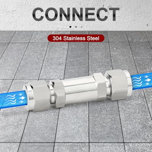 1PCS 316L Stainless Steel 3/8" Tube OD Check Valve(Ferrule Silver Plated),Backflow Prevention,One Way Non-Return Check Valves - size: 3/8" Tube OD