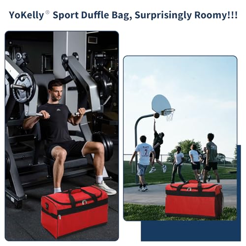 20 inch Sport Duffle Bag for Men, Red | 40L Gym Bag, Weekender Duffel Bag, Travel - color: Red