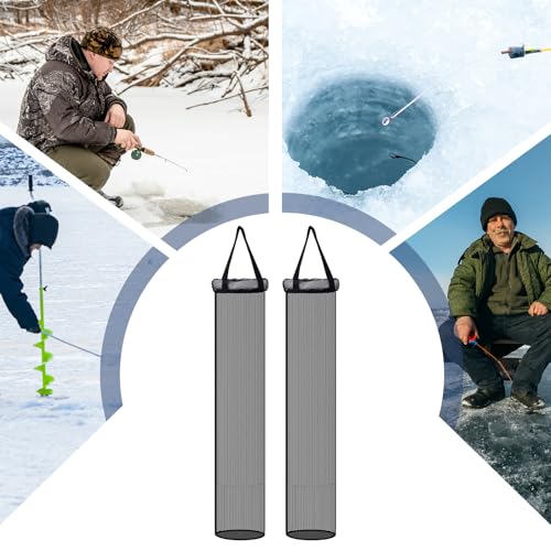 2 Pcs 35.4'' Ice Fishing Well Portable Ice Fish Accessories Catching Basket for Lightweight Fish Storage 8" Mouth Net Bag Kayak Fishing Accessories Bucket Storage Cage