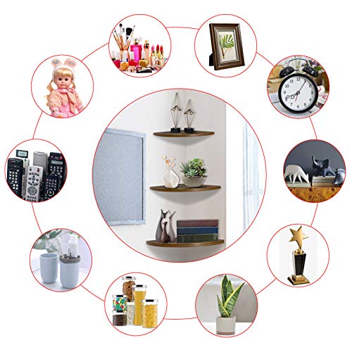 WIFTREY Wall Mount Floating Corner Shelves Set of 3, Hanging Rustic Wall Storage Corner Shelf for Bedroom, Living Room, Bathroom, Kitchen
