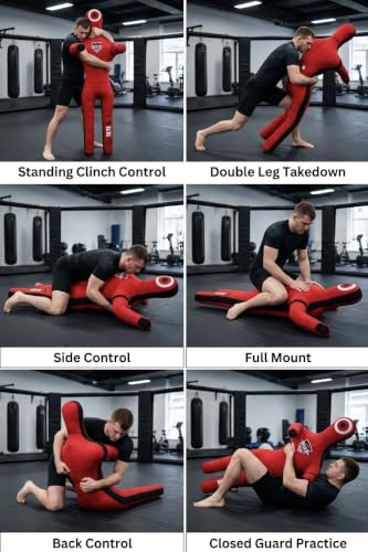 MMA Sports Brazilian JIU Jitsu Grappling Submission Throwing Dummy Punching Heavy Bag Kick Boxing Dummies UNFILLED - color: Red-3, size: 6ft, style: Standing