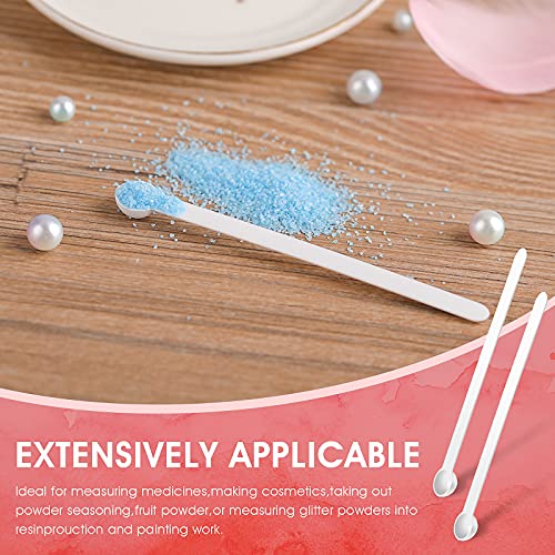 Prasacco 32 Pieces 1/32 Teaspoon 0.15 mL Mini Measuring Spoons Micro Scoops for Jars Little Tiny Plastic Scoop for Cosmetics Medicines Spices Powder Glitter Seasoning Lab